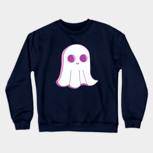 Cute pink Halloween ghost. Original illustrations in cartoon retro style. Crewneck Sweatshirt